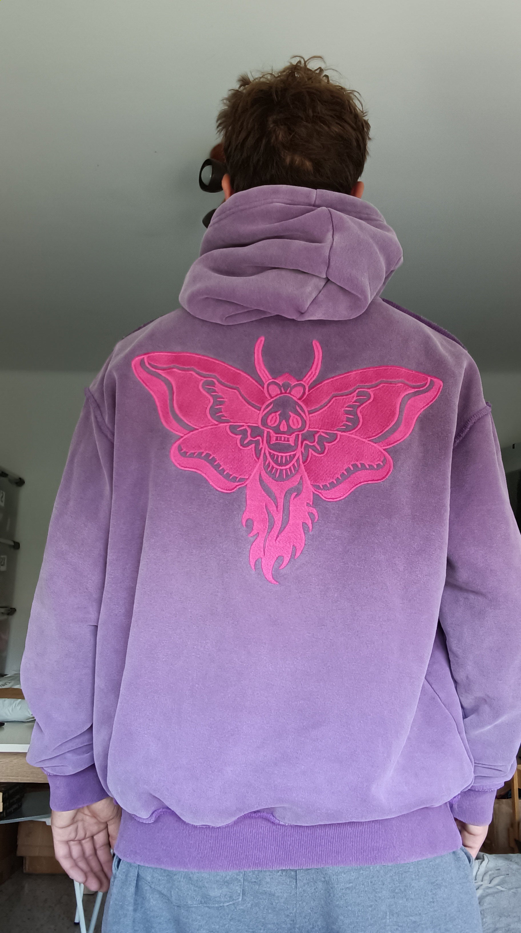 Unisex Hoodie Purple/Pink Emperor Moth image 0