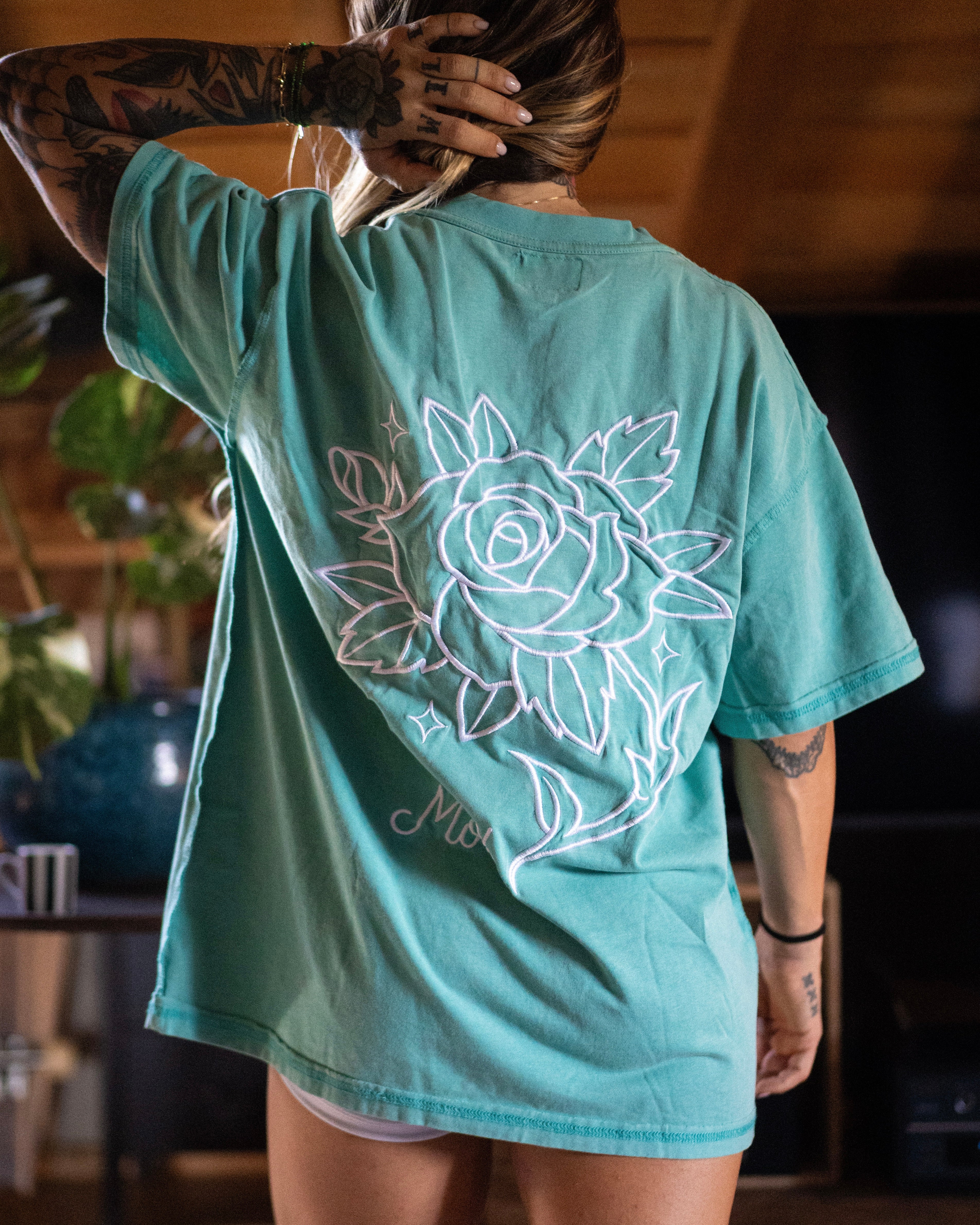 T-Shirt Oversize Moth Thorn Vert