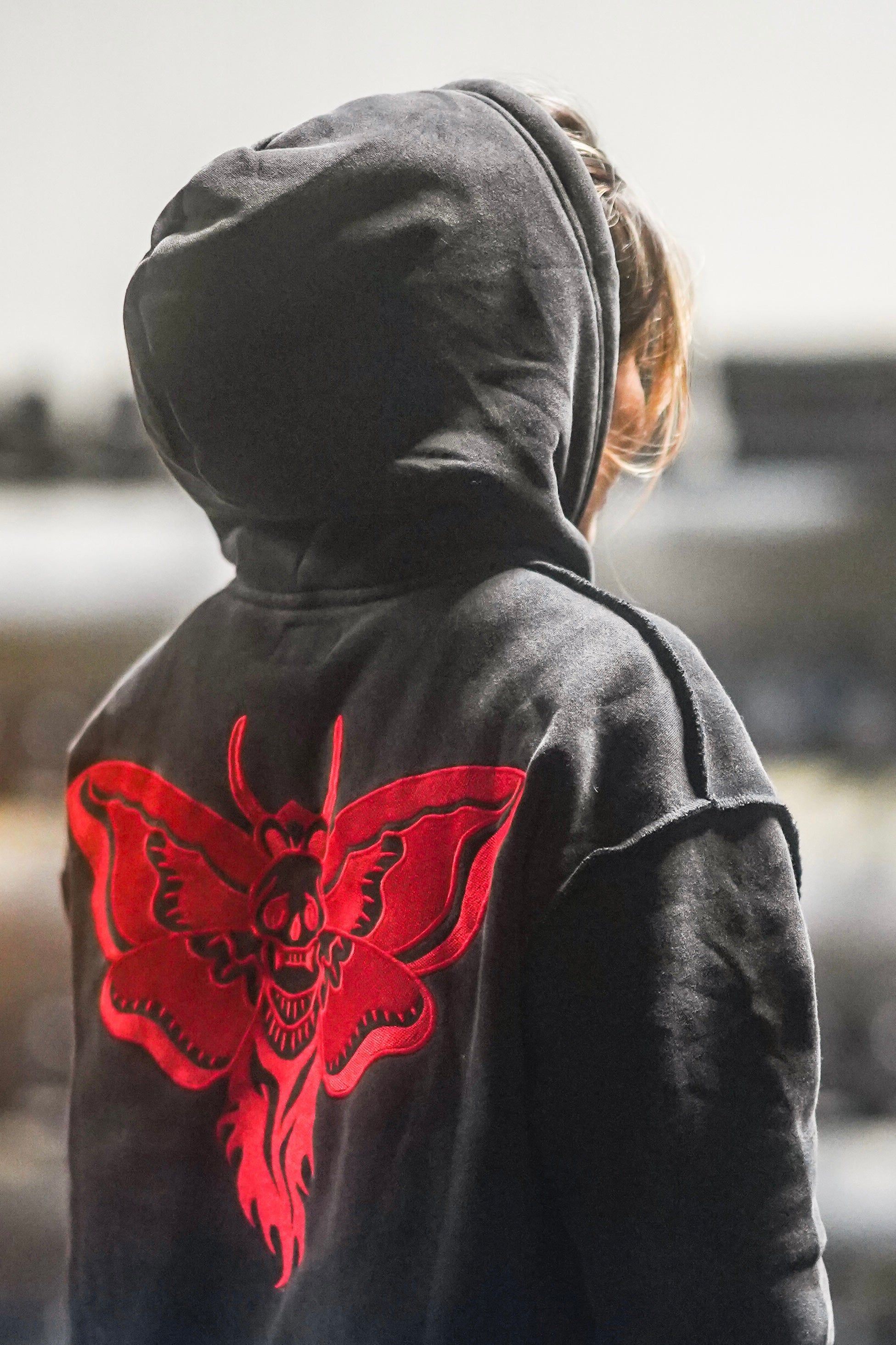 Unisex Hoodie Black/Red Emperor Moth image 3