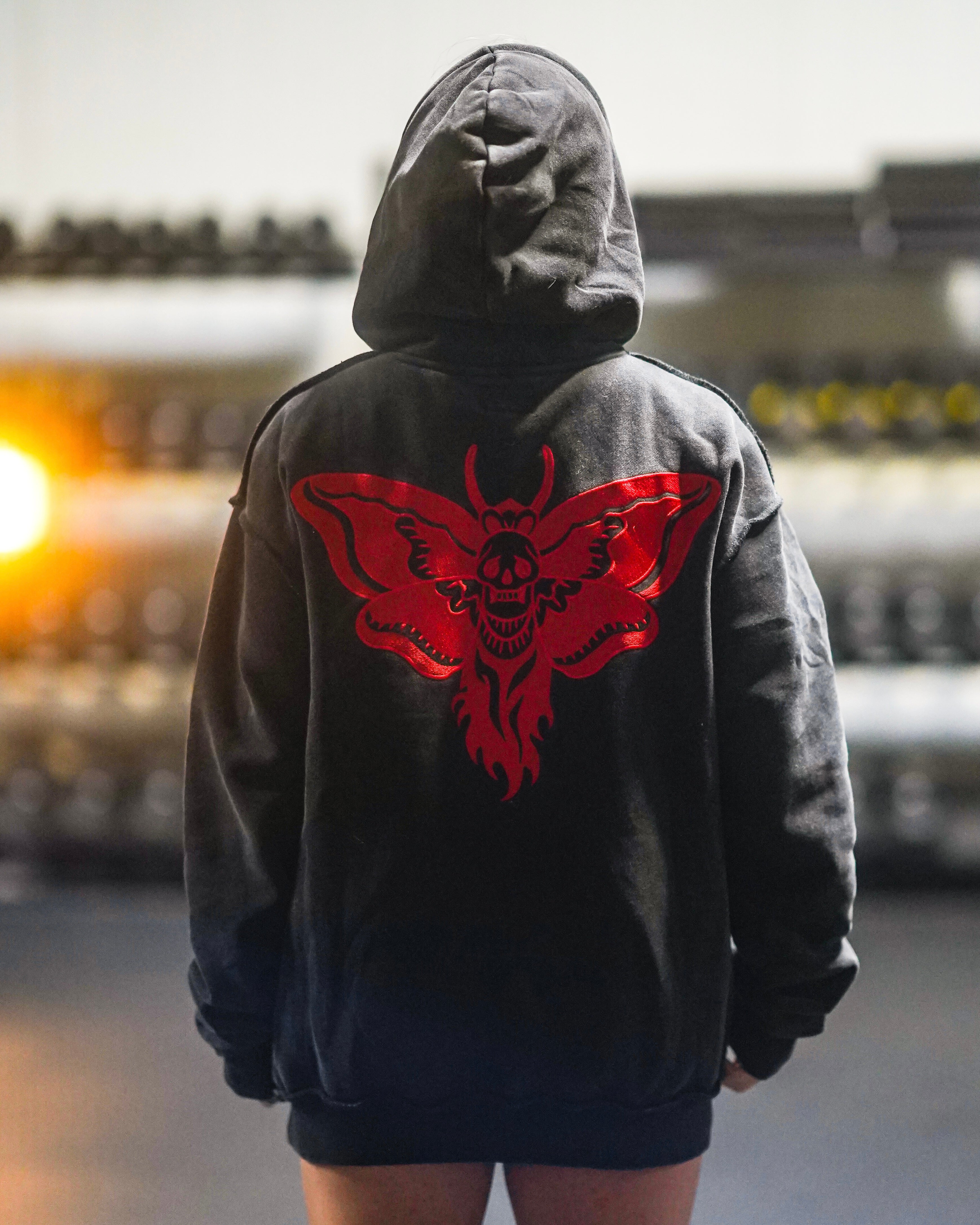 Unisex Hoodie Black/Red Emperor Moth image 0